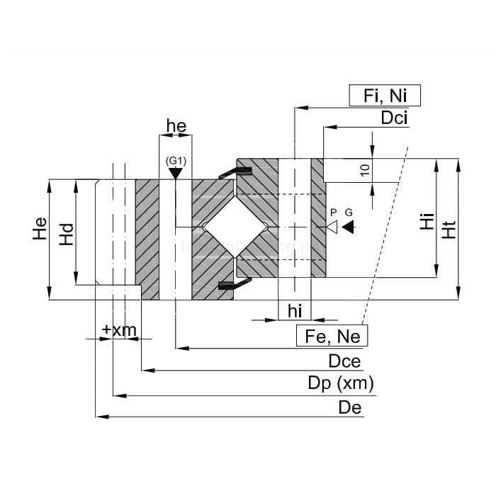 ОПУ серия с перекрестными роликами на один ряд ER1.45.1390.400-1SPPN ISB