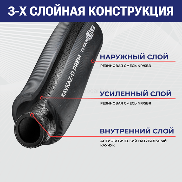 Рукав для цемента «KAVKAZ-D-PREM», напорный, внутр.диам. 51мм, TL050KV-D-PR TITAN LOCK