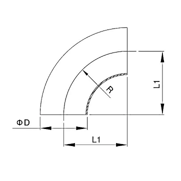 Отвод под сварку, 90 градусов, DN 20, нерж. сталь 316, TLWB20/90SS TITAN LOCK