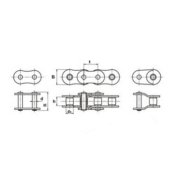 Переходное звено из нерж. стали для цепи 08B-1FSS ISKRA