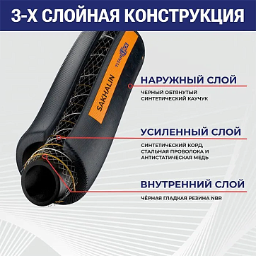 Маслобензостойкий рукав «SAKHALIN», внутр. диам. 89мм, -40C, 20bar, NBR, нап-всас., TL089SH TITAN LO