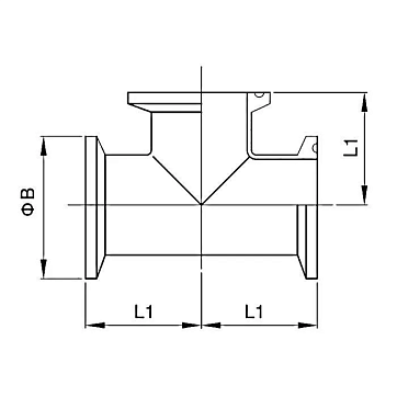 Тройник Clamp DN 25, нерж. сталь 316, TLTE25CLSS TITAN LOCK