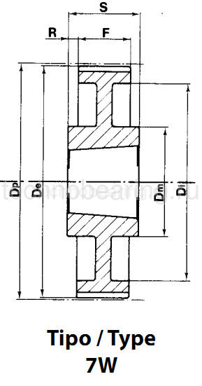 Шкив зубчатый под втулку тапербуш для ремня дюймового профиля 60L050 (PHP 60L050TB) Sati