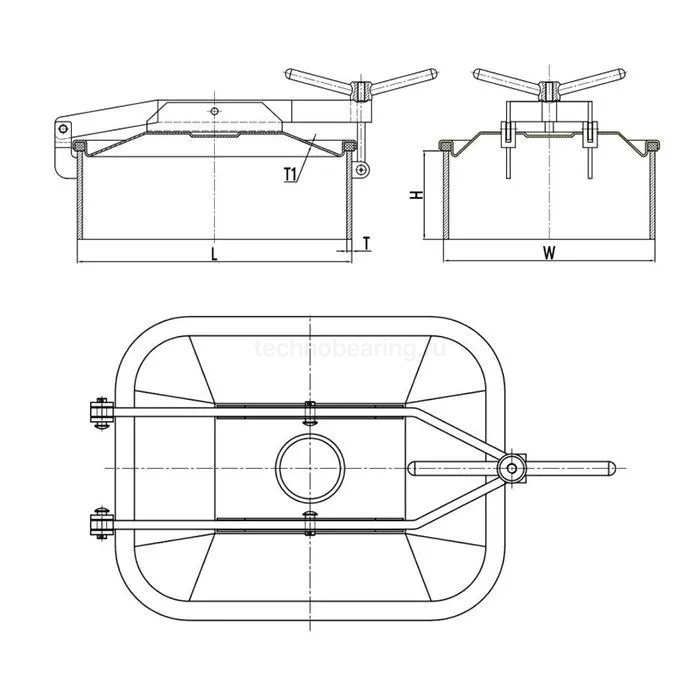 Люк прямоугольный под давление нерж.304, 530х430 мм TLTR53X43SP TITAN LOCK