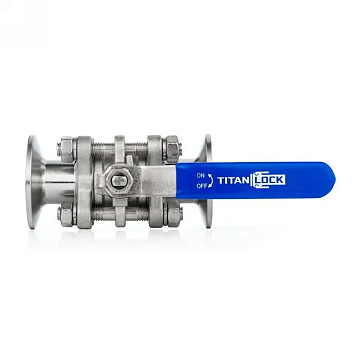 Трехсоставной шаровый кран из нержавеющей стали (AISI 304) типа "clamp-clamp", 2", TL200TPBVSS-CL TITAN LOCK