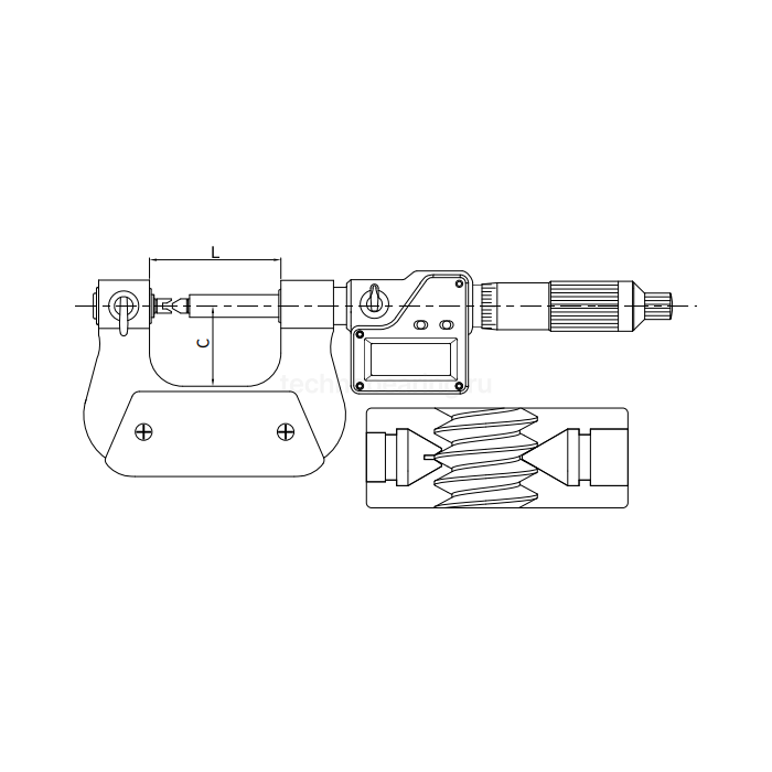 Микрометр цифровой IP65 для наружной резьбы, невращ. микровинт 25-50мм/1-2", 4127-0010 Dasqua