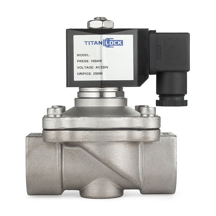 Соленоидный клапан нормально-закрытый, прямого действия, 220В, PN10, Нерж.304/FKM, DN40, TLSC40/10FK1S TITAN LOCK