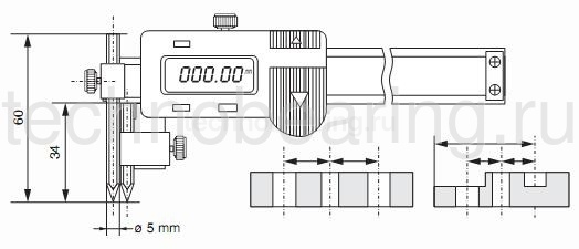 Штангенциркуль цифровой для измерения межцентровых расстояний 0.01 мм, 5 - 300 мм Filetta
