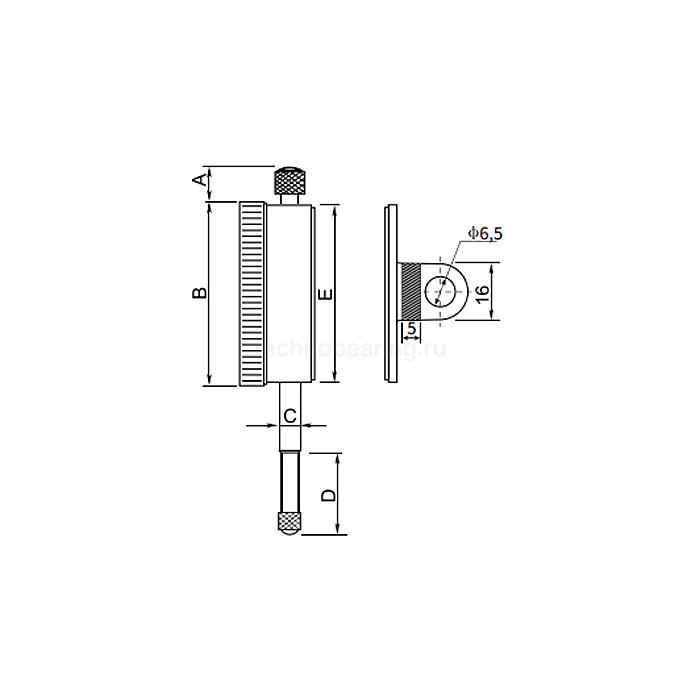 Индикатор часового типа миниатюрный 0-5мм/0,01мм, диаметр 40мм 5121-1102 Dasqua