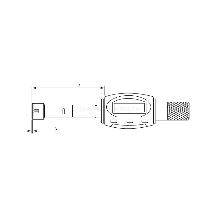Нутромер цифровой трёхточечный IP65 6-8мм, без удлинителя, 4711-7301 Dasqua