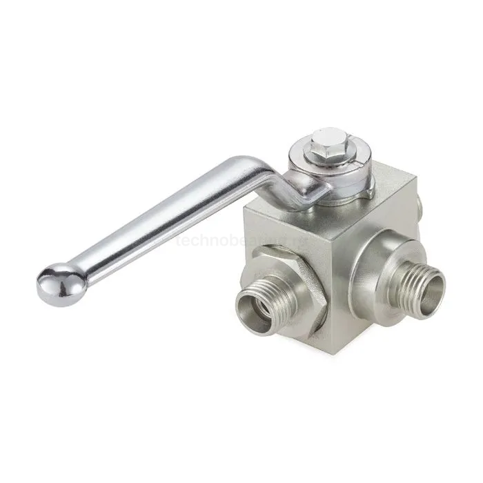 Гидравлический шаровый кран трехходовой, DN 6 (M14X1.5), типа НР, сталь, TLHYD3V1/4M TITAN LOCK — детальное фото 0