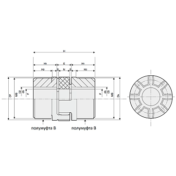 Кулачковая муфта под расточку SGM55BB 98Sh (ROTEX55) ISKRA