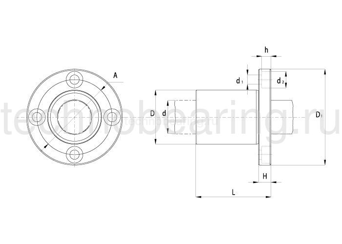 Линейный подшипник LMEF12-UU TECHNIX
