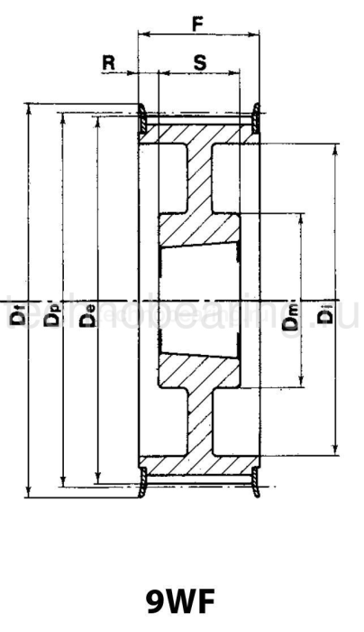 Шкив зубчатый с профилем HTD под втулку тапербуш 56-14M-55 TB (PHP 56-14M-55TB) Sati