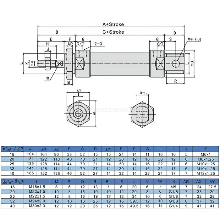 Пневмоцилиндр серии MAL с магнитным кольцом, 25X250, TLP-PC25X250MAL-MG TITAN LOCK