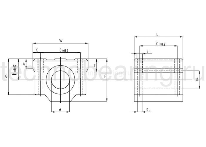 Линейный подшипник в сборе с корпусом SCS40-UU TECHNIX