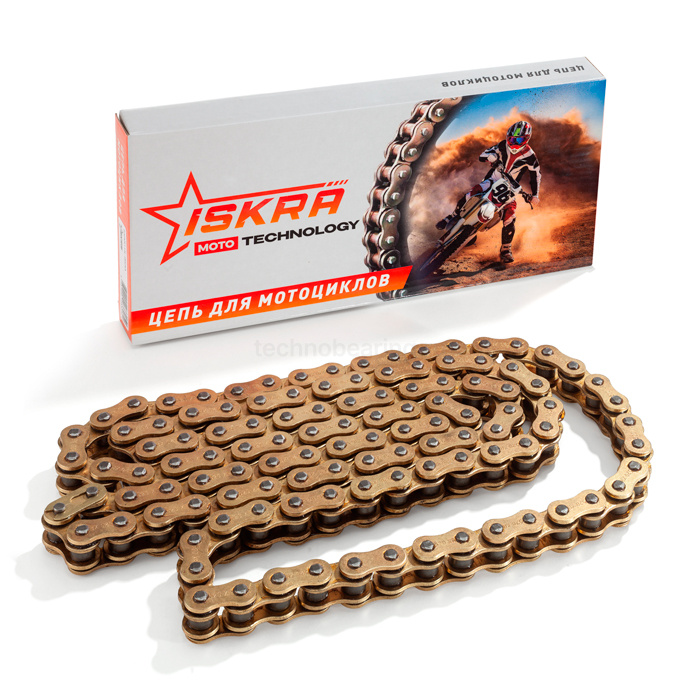 Приводная цепь для мотоцикла усиленная (сальниковая X-Ring) GOLD 520-XR-114L ISKRA