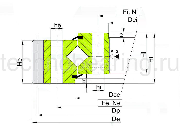 ОПУ серия с перекрестными роликами на один ряд ER1.50.2002.400-1SPPN ISB