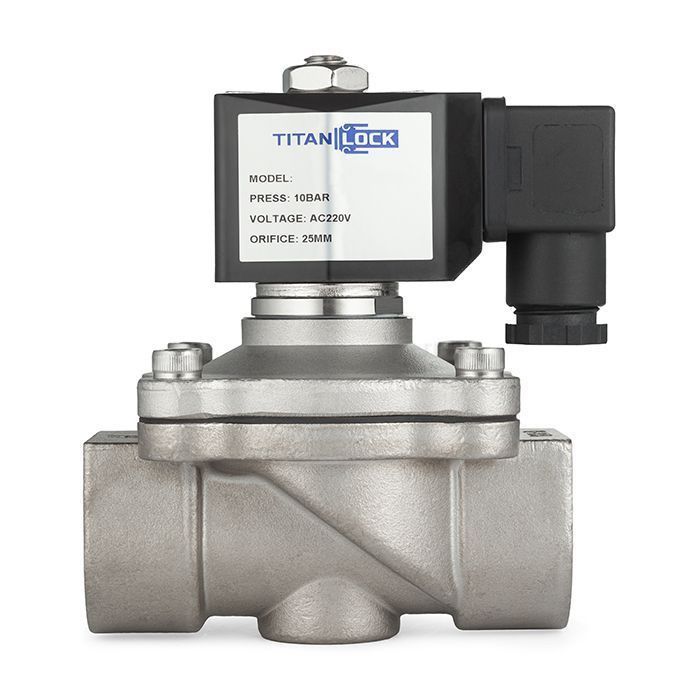 Соленоидный клапан нормально-открытый, прямого действия, 220В, PN10, Нерж.304/FKM, DN20, TLSO20/10FK1S-J TITAN LOCK