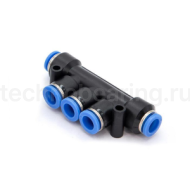 Фитинг-разветвитель цанговый пневматический, 12 мм, пластик, тип PK, TLP-PK12 TITAN LOCK