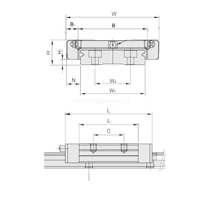 Каретка MGW15HZ1HM HIWIN