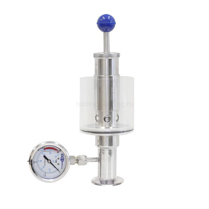 Шпунт-аппарат с манометром (прямой), давл. до 2,2 бар под Clamp DN20 нерж. 304 TL20TGMSPG-CL TITAN LOCK