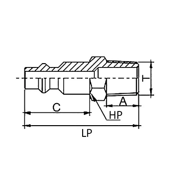 1/2in, БРС серия D, ISO 6150 B, ниппель, нар.резьба, латунь TL4DMS-B TITAN LOCK
