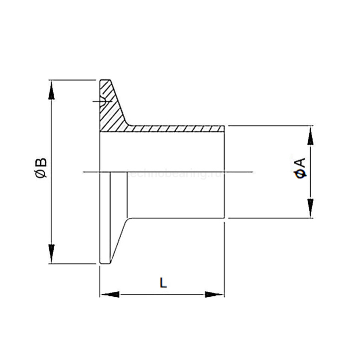 Штуцер CLAMP под приварку DN125 нерж. 316, фланец 155мм, DIN TL125CLW-2 TITAN LOCK