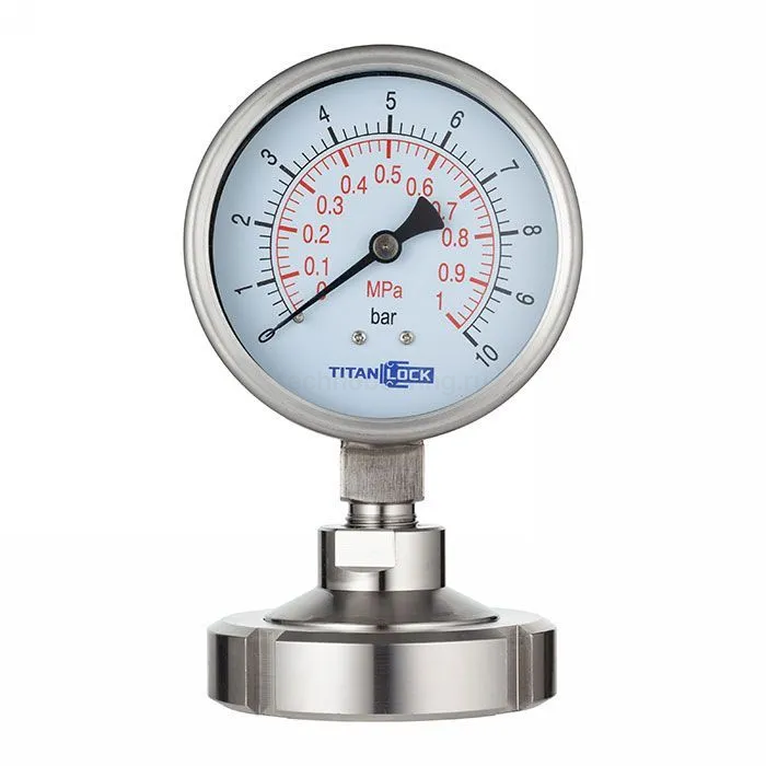 Манометр нержавеющий с мембранным разд.,10/0,2 Бар, гайка DN32, корп. 80мм, TLSPG32/80MN TITAN LOCK