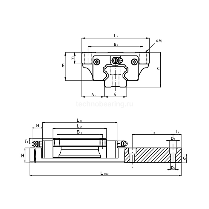 Каретка TRH25ALZ1 (LLTHC25LAT1P5) ISB Linear
