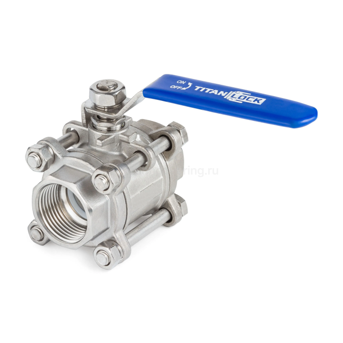 Трехсоставной шаровый кран из нержавеющей стали (AISI 304) типа "резьба-резьба", 2,5in, TL250TPBVSS TITAN LOCK