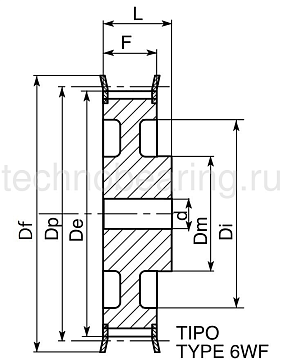 Шкив зубчатый под расточку дюймовый профиль 42H075 (PHP 42H075RSB) Sati