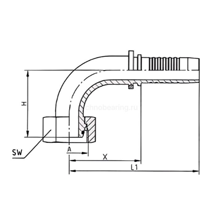 Фитинг DN 08 DKOL (Г) M18X1.5 (90), TL-DKOL08F18X1.5-90 TITAN LOCK — детальное фото 1
