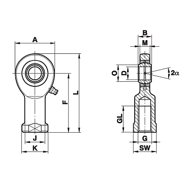 Шарнирный наконечник EI35-2RS Fluro