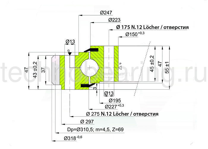 ОПУ стандартная серия с одним рядом шариков EB1.220225400-1SPPN ISB