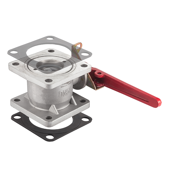 Кран шаровый для бензовоза, квадратный фланец, алюм., DN100, TL400BVSF-AL TITAN LOCK — детальное фото 1