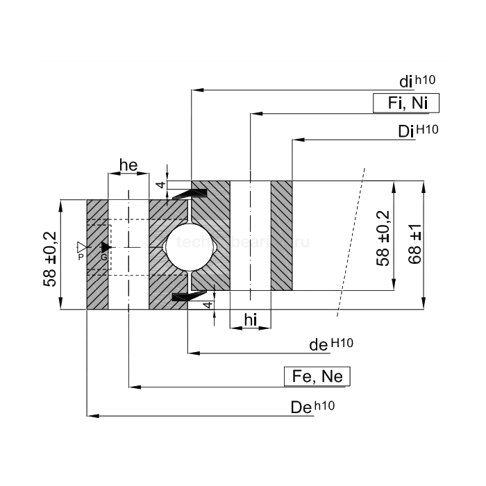 ОПУ стандартная серия с одним рядом шариков NB1.25.1204.400-1PPN ISB — детальное фото 1