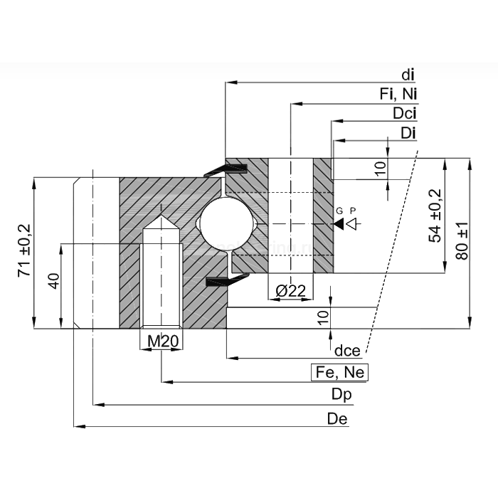 ОПУ стандартная серия с одним рядом шариков EB1.25.0455.201-2STPN ISB