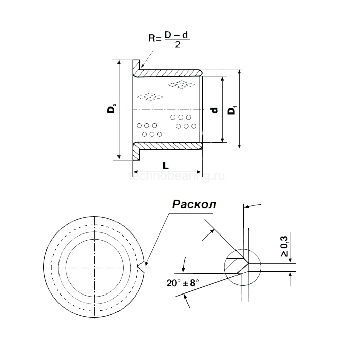Втулка скольжения с фланцем с выемками KF12090ISB090 (PRMF12012590E) ISB — детальное фото 1