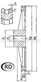 Звездочка со ступицей (чугун) под расточку для цепи: 12B-2, Z=76, 3/4" x 7/16" RD11076 Sati