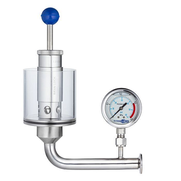 Шпунт-аппарат с манометром (левый), до 2,2 бар, под Clamp DN20 нерж. 304 TL20TGMLPG-CL TITAN LOCK