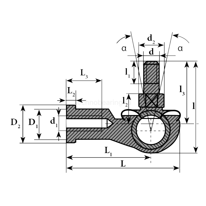 Шарнирный наконечник угловой SQ8CRS ISB