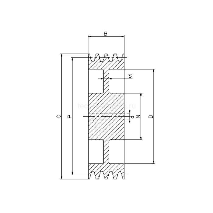 Шкив под расточку клиновой SPZ 132-3 (PHP 3SPZ132RSB) Sati — детальное фото 1