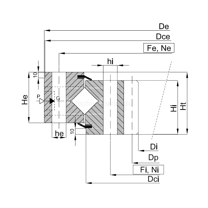 ОПУ серия с перекрестными роликами на один ряд ZR1.36.1304.400-1SPPN ISB — детальное фото 1