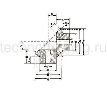 Коническая зубчатая пара, передат. число: 1:1, M=4, Z1=22, Z2=22 C31B221 Sati
