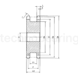 Звездочка двойная с готовым отверстием d=25, шпон. паз, для однорядных цепей: 10B-1, Z=15 ISKRA