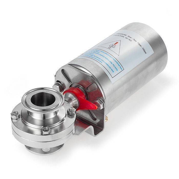 Затвор дисковый с пневмоприводом нерж. 304 DN25, тип clamp-clamp, DIN TLSD25CLS-P TITAN LOCK