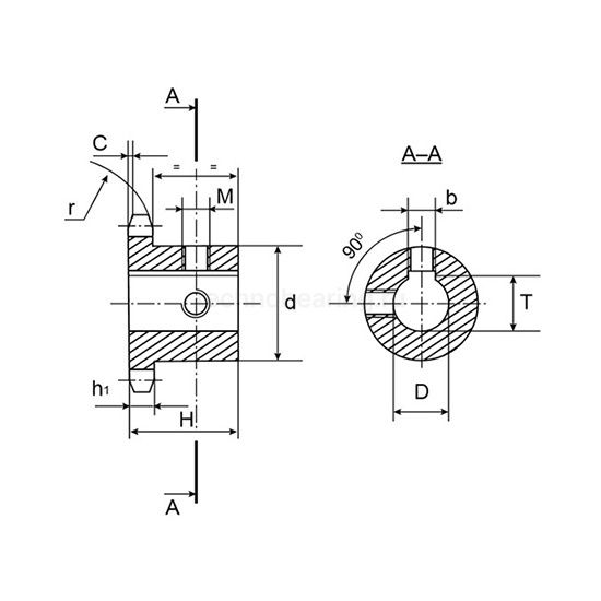Звездочка с готовым отверстием d=25 со ступицей для цепи: 08B-1, 1/2" x 5/16", Z=21 09SB521 ISKRA