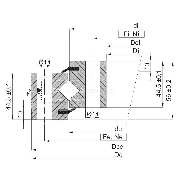 ОПУ серия с перекрестными роликами на один ряд NR1.14.0644.200-1PPN ISKRA