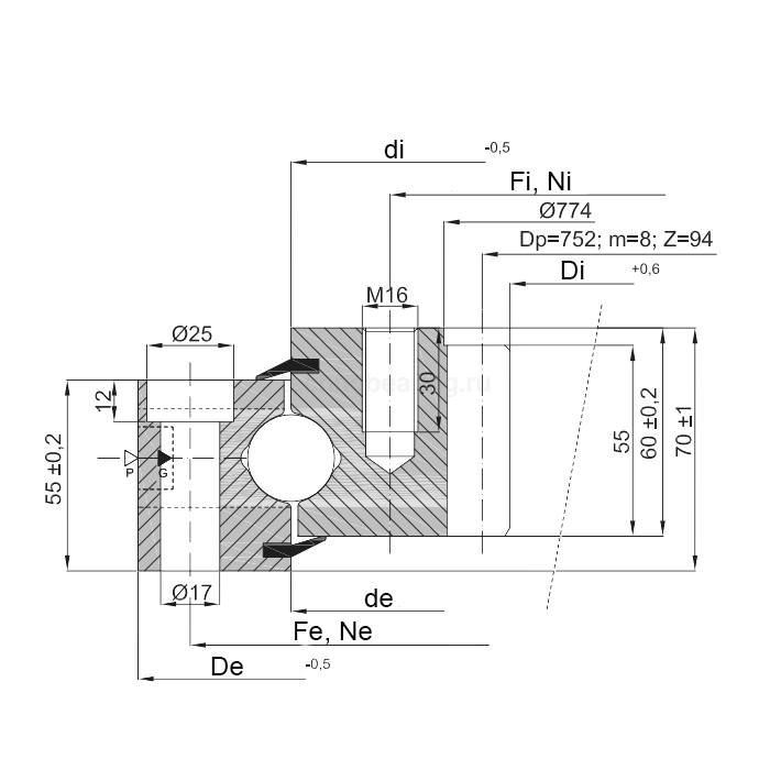 ОПУ стандартная серия с одним рядом шариков ZB1.250862201-1SPTN ISB — детальное фото 1